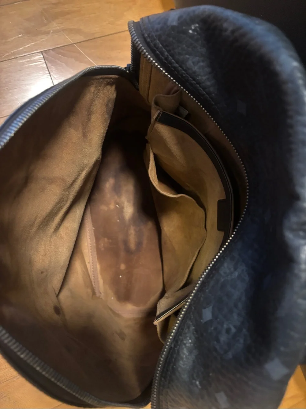 MCM Black Logo-Print Leather Backpack